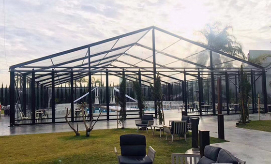 Transparent Aluminum Structure Tent With Glass Sidewall And Glass Door