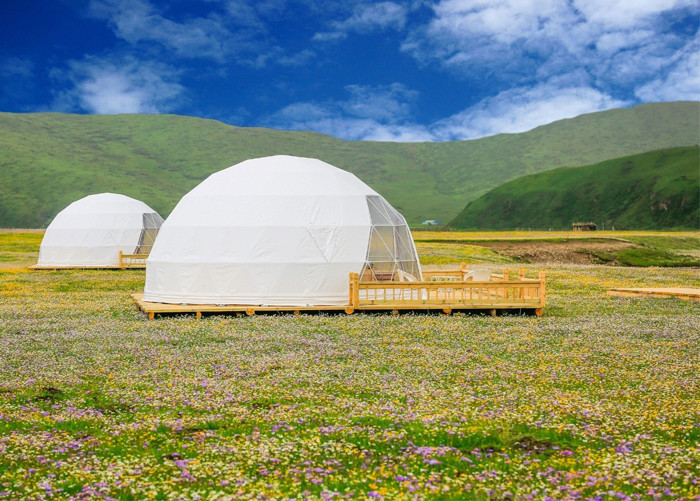 पारदर्शी होटल गोलाकार आउटडोर कैम्पिंग डोम तम्बू